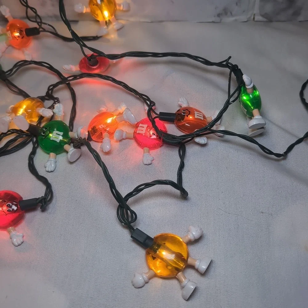 20x Vtg M & M Candy Figure Christmas String Light Covers Orange Red Green Yellow